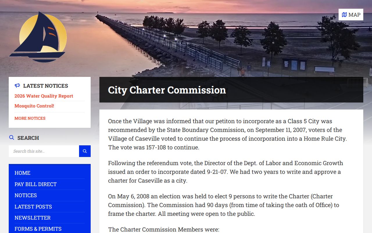 Caseville court docket charter history and city record context