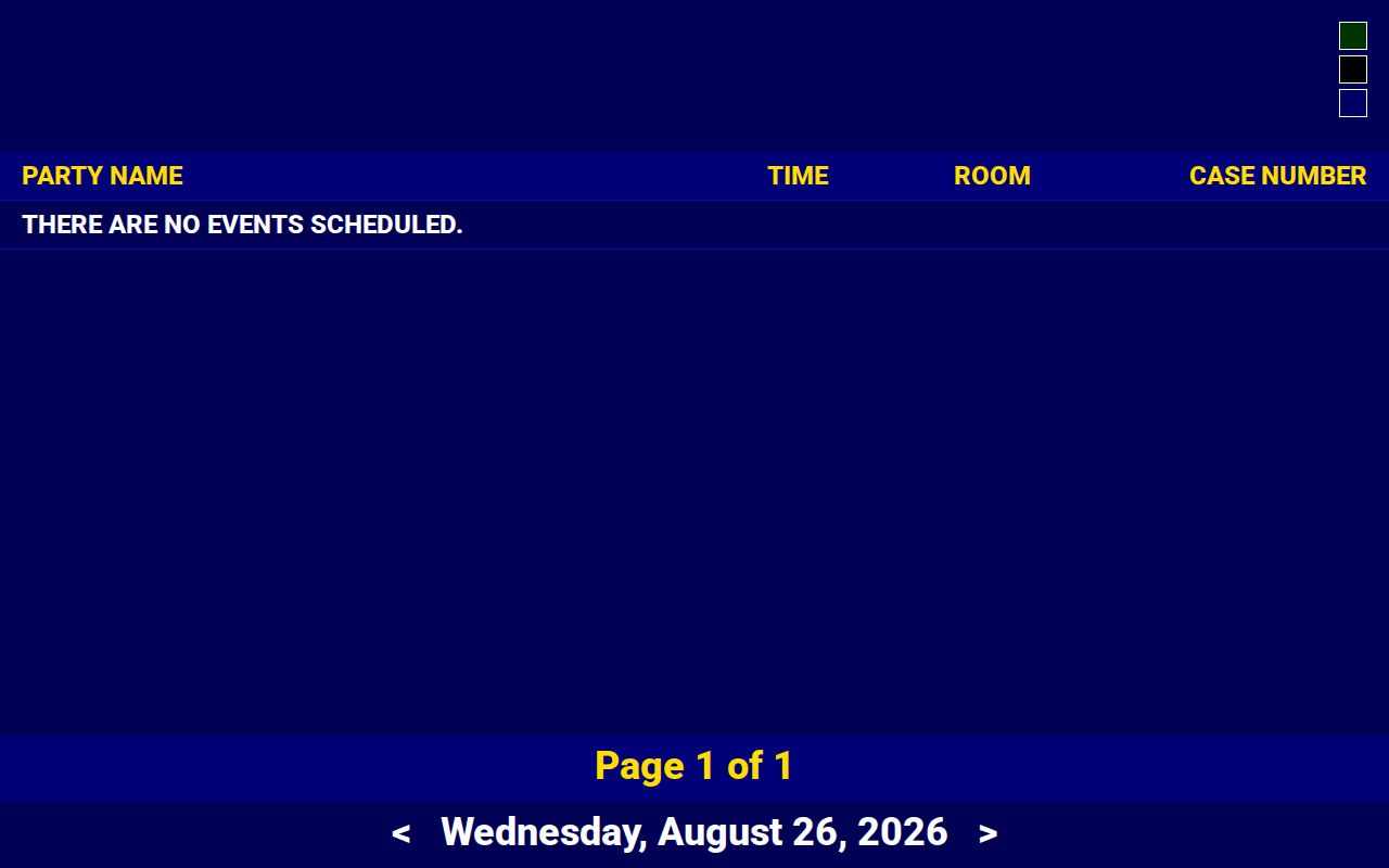 Huron County court calendar public date navigation and setting columns