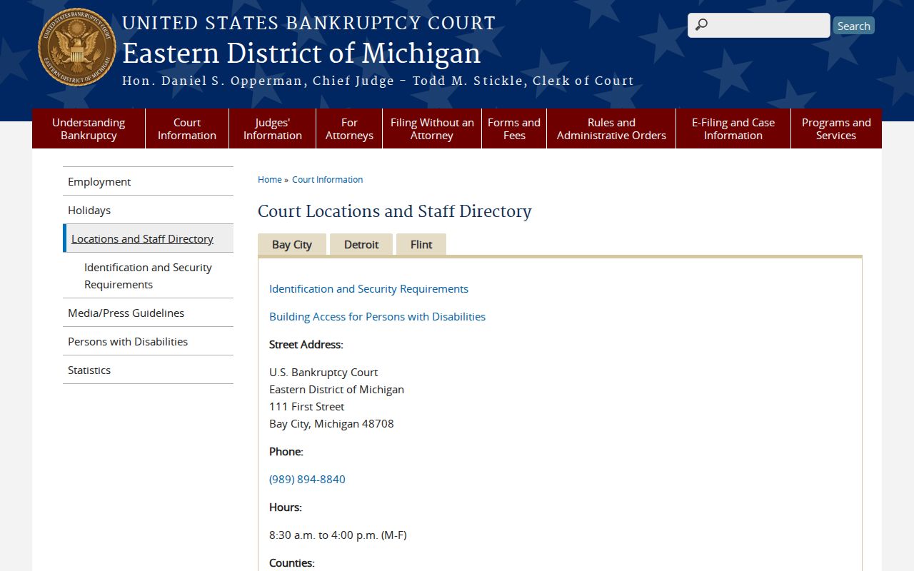 Huron County court records bankruptcy court location