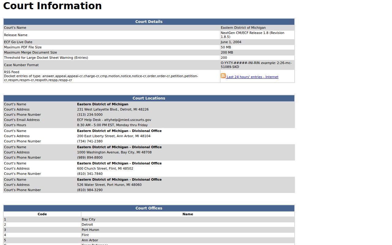 Huron County court records federal PACER route