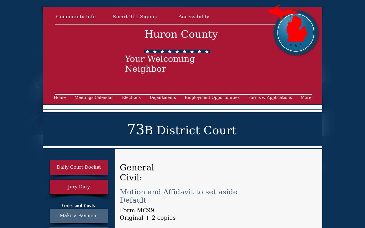Huron County criminal court docket forms and records route
