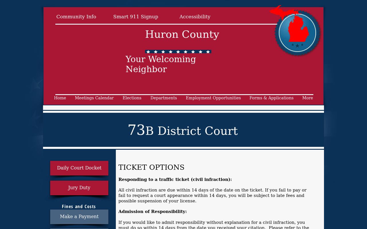 Huron County traffic court records ticket response options
